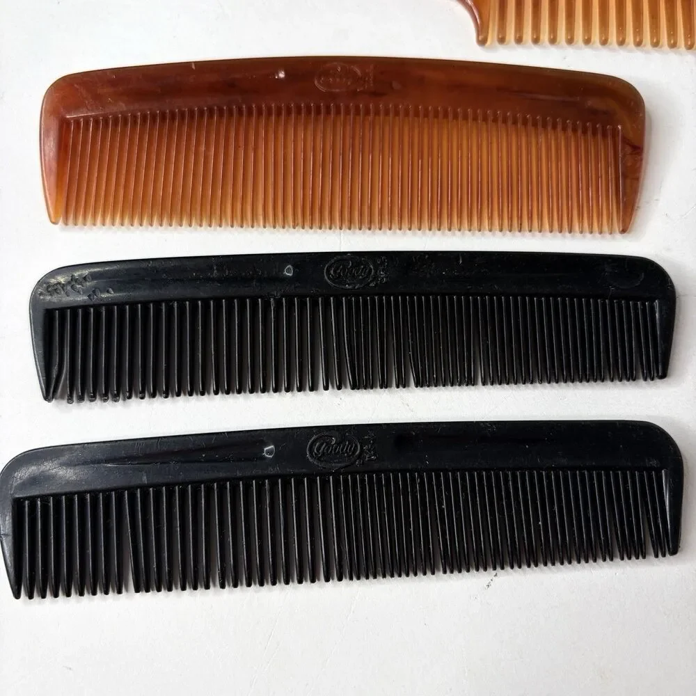 Vintage Comb Lot Goody Made In USA Black Tortoise 5